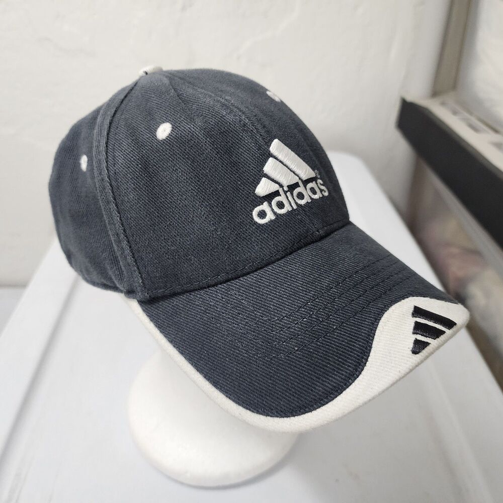 Adidas Vintage trucker hat baseball cap Curved brim faded Black Cotton Unisex